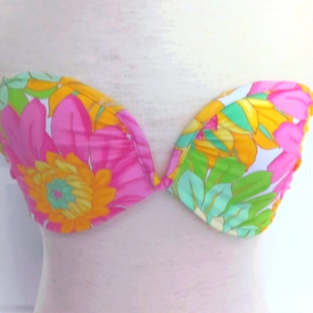 Shade & Shore Multi Floral Bandeau Bikini Top